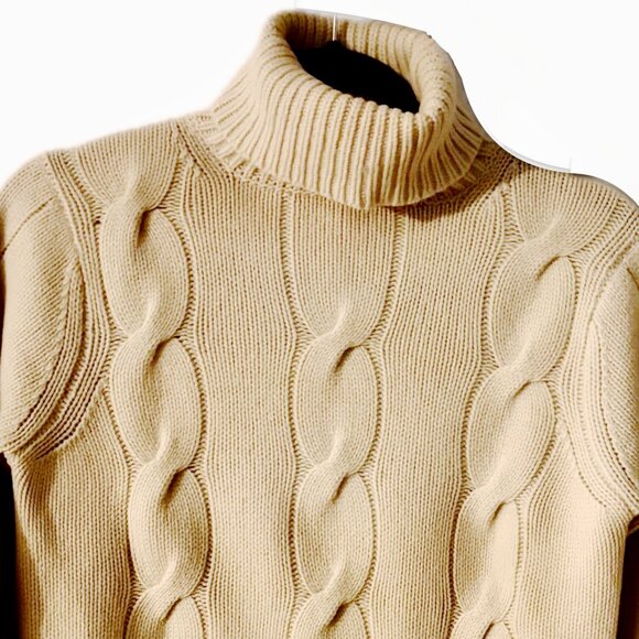 Christopher Fischer 100% Cashmere Cream Cable Knit Turtleneck Sweater Women's S - Picture 2 of 5